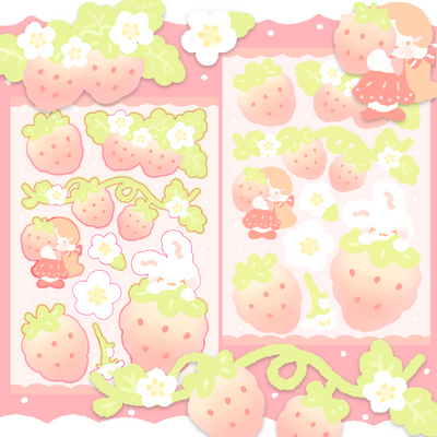 [Cotton World] Big Cotton Strawberry Sticker Sheet