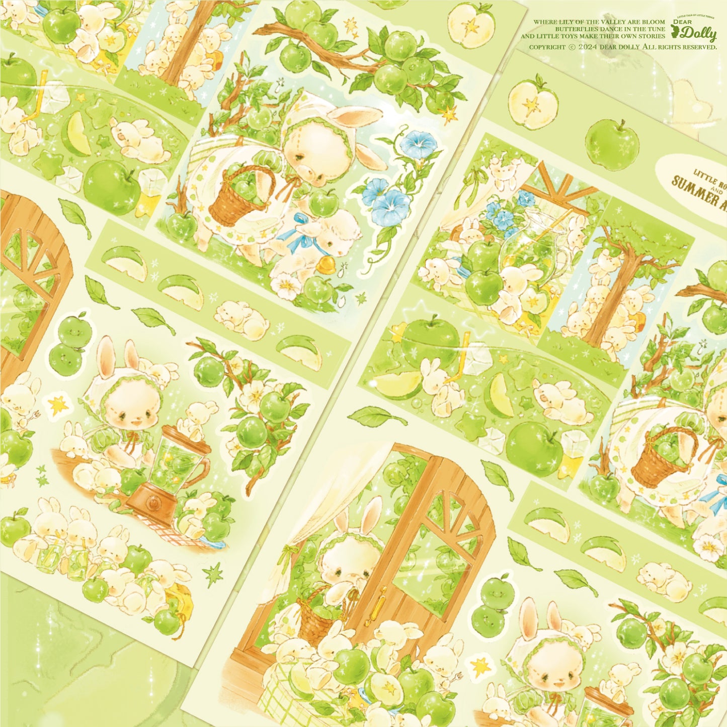 [DD38] Dear Dolly 'Summer Apple and Baby Bunny' Sticker Sheet
