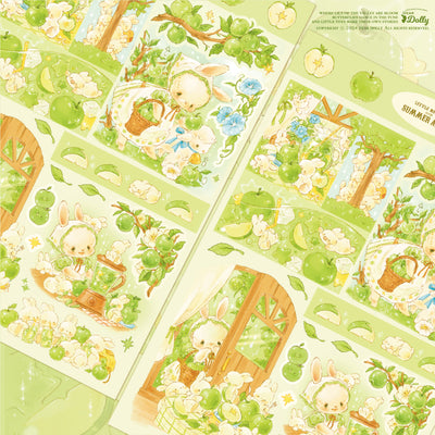 [DD38] Dear Dolly 'Summer Apple and Baby Bunny' Sticker Sheet