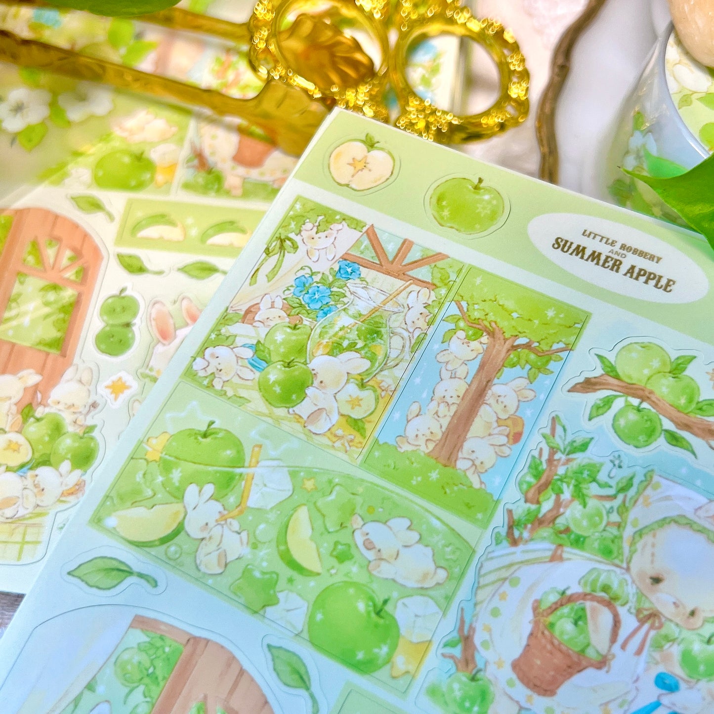 [DD38] Dear Dolly 'Summer Apple and Baby Bunny' Sticker Sheet