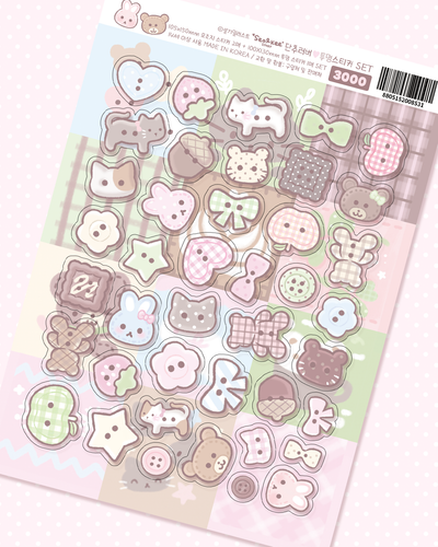 [SK40] NEW Seolkee 'Button Lover' Clear Sticker Sheet Set