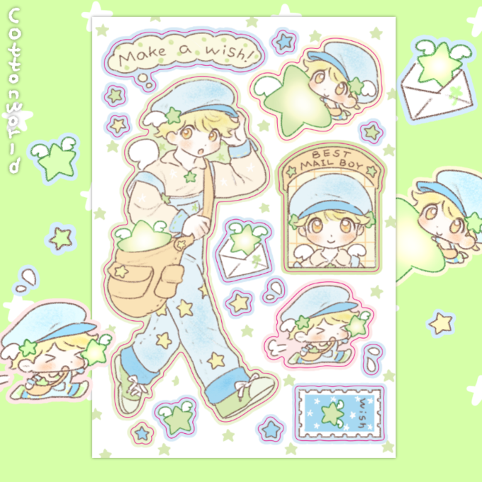 [CW82] Cotton World 'Wish Mail Boy' Sticker Sheet