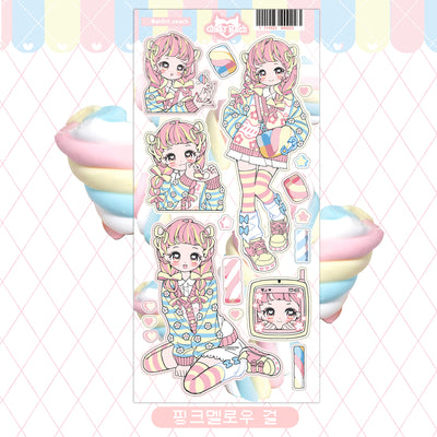 [GP10] NEW Ghost Peach 'Pink Marshmellow Girl' Sticker Sheet