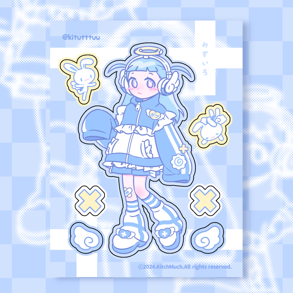 [KM12] NEW Kitch Much 'Momoiro/Mizuiro Angel' Sticker Sheet (options)