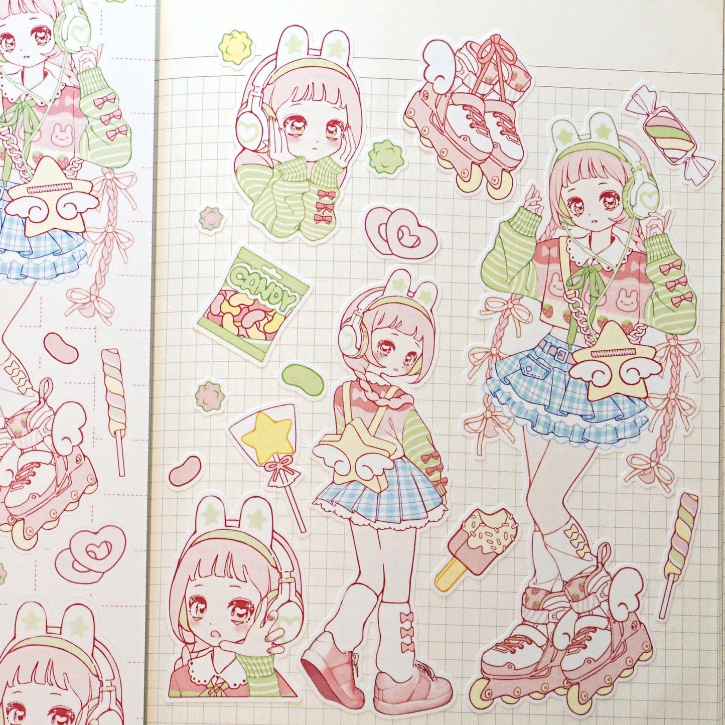 [GP15] NEW Ghost Peach 'Rolling Candy Twinkle' Removable Sticker Sheet