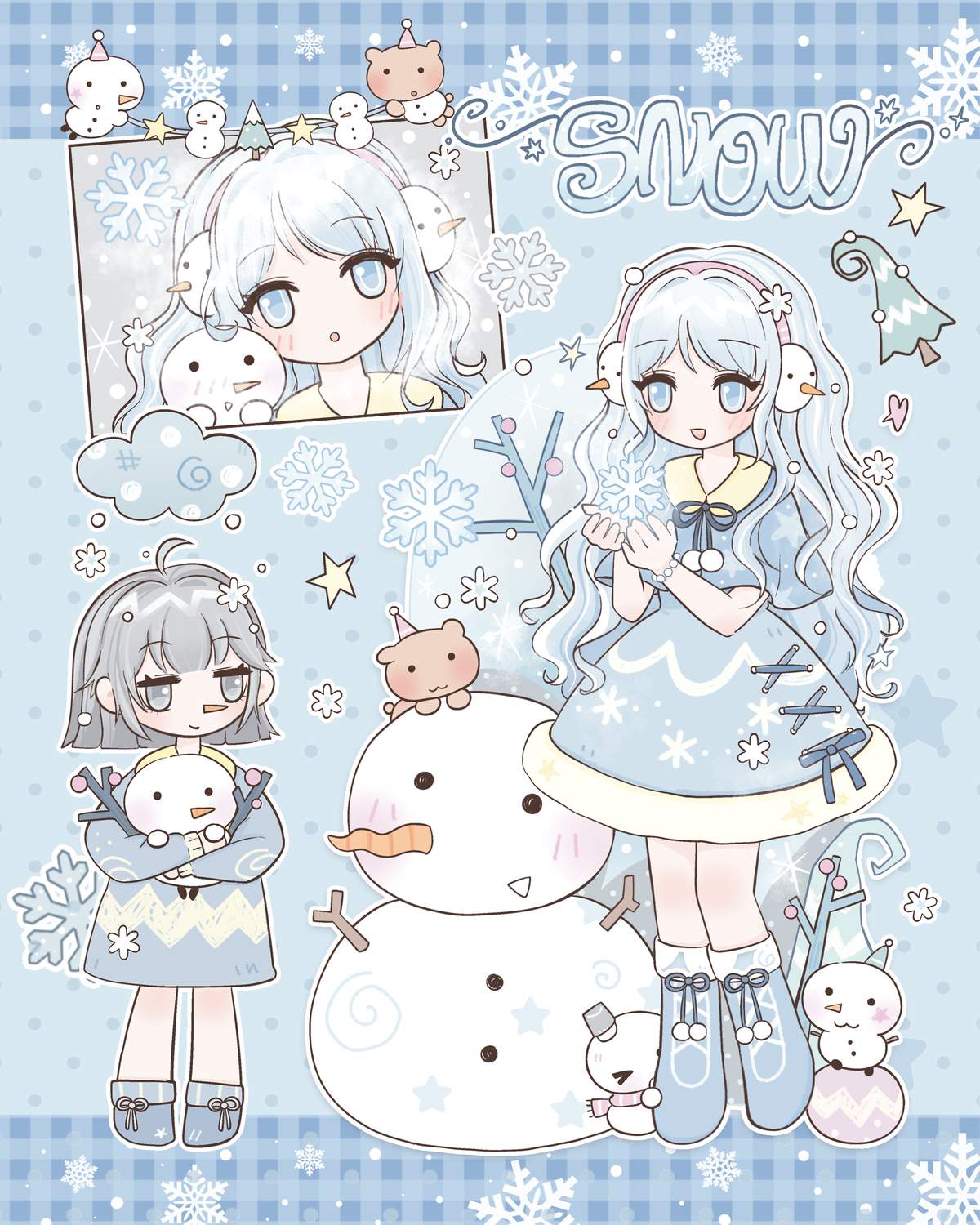 [MB51] NEW Maybean 'Hello Snowman' Sugar Glitter Sticker Sheet