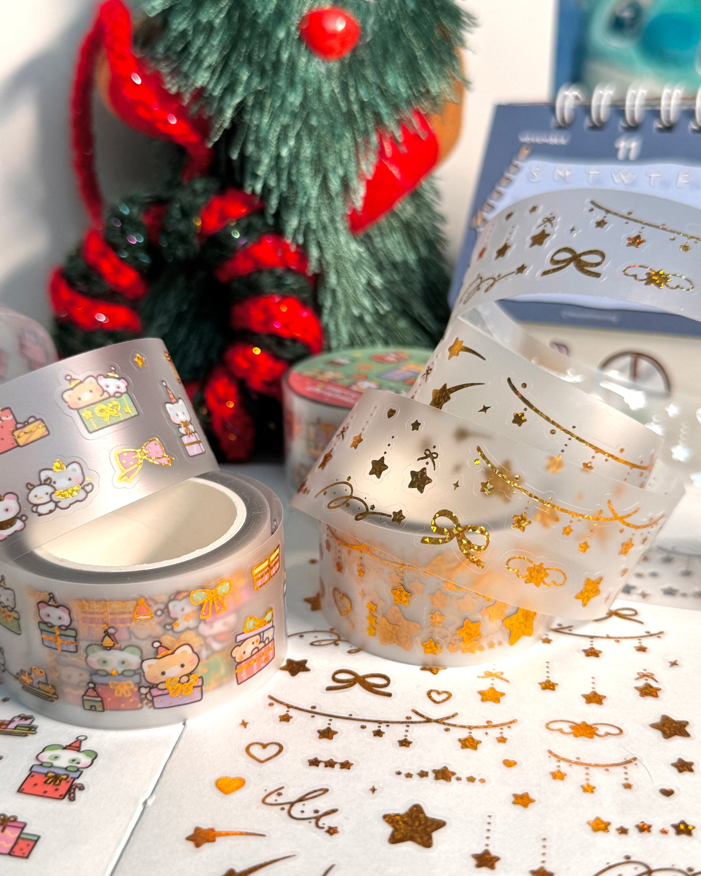 [MB23] NEW Maybean 'Gold Foil Christmas' Kisscut Masking Tapes (options)