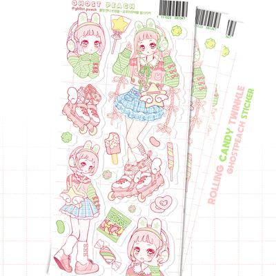 [GP15] NEW Ghost Peach 'Rolling Candy Twinkle' Removable Sticker Sheet