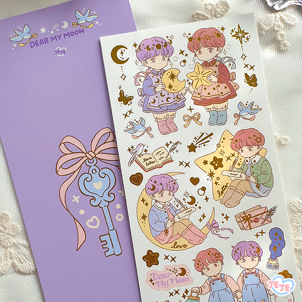 JJ13] Jeje 'Dear My Moon' Gold Foil Sticker Sheet – K:DULT FACTORY LLC