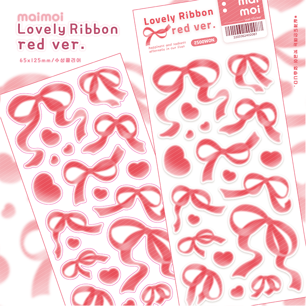 [MM23]  Maimoi 'Lovely Ribbon' Sticker Sheet (Red/Pink)