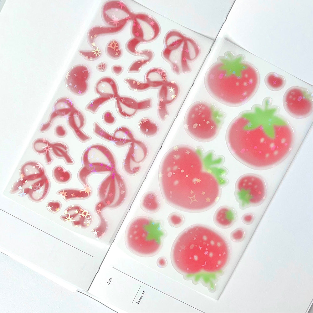 [MM23]  Maimoi 'Lovely Ribbon' Sticker Sheet (Red/Pink)