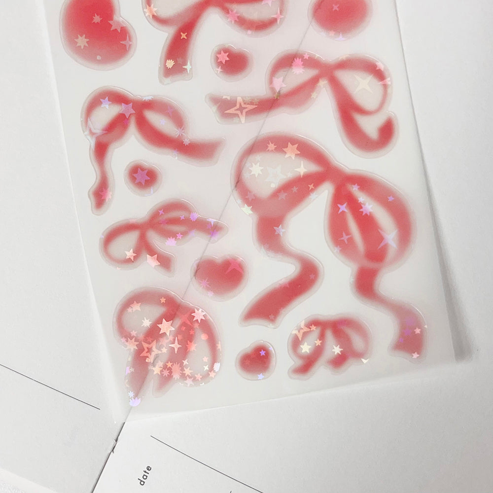 [MM23]  Maimoi 'Lovely Ribbon' Sticker Sheet (Red/Pink)