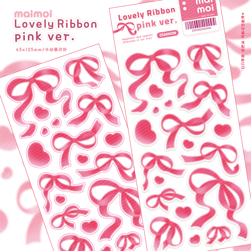 [MM23]  Maimoi 'Lovely Ribbon' Sticker Sheet (Red/Pink)