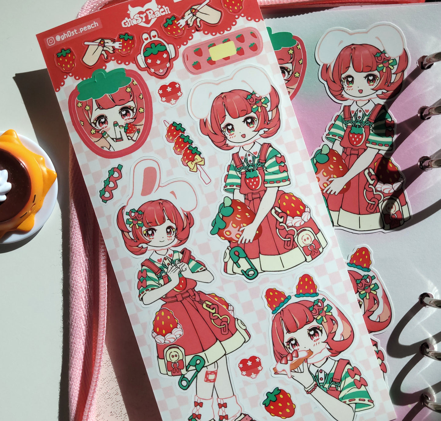 [GP09] Ghost Peach 'Kitch Berry RED Bunny' Sticker Sheet