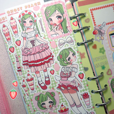 [GP26] NEW Ghost Peach 'Strawberry Parfait' Sticker Sheet