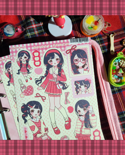 [GP33] NEW Ghost Peach 'Red Plaid Lookbook' Sticker Sheet