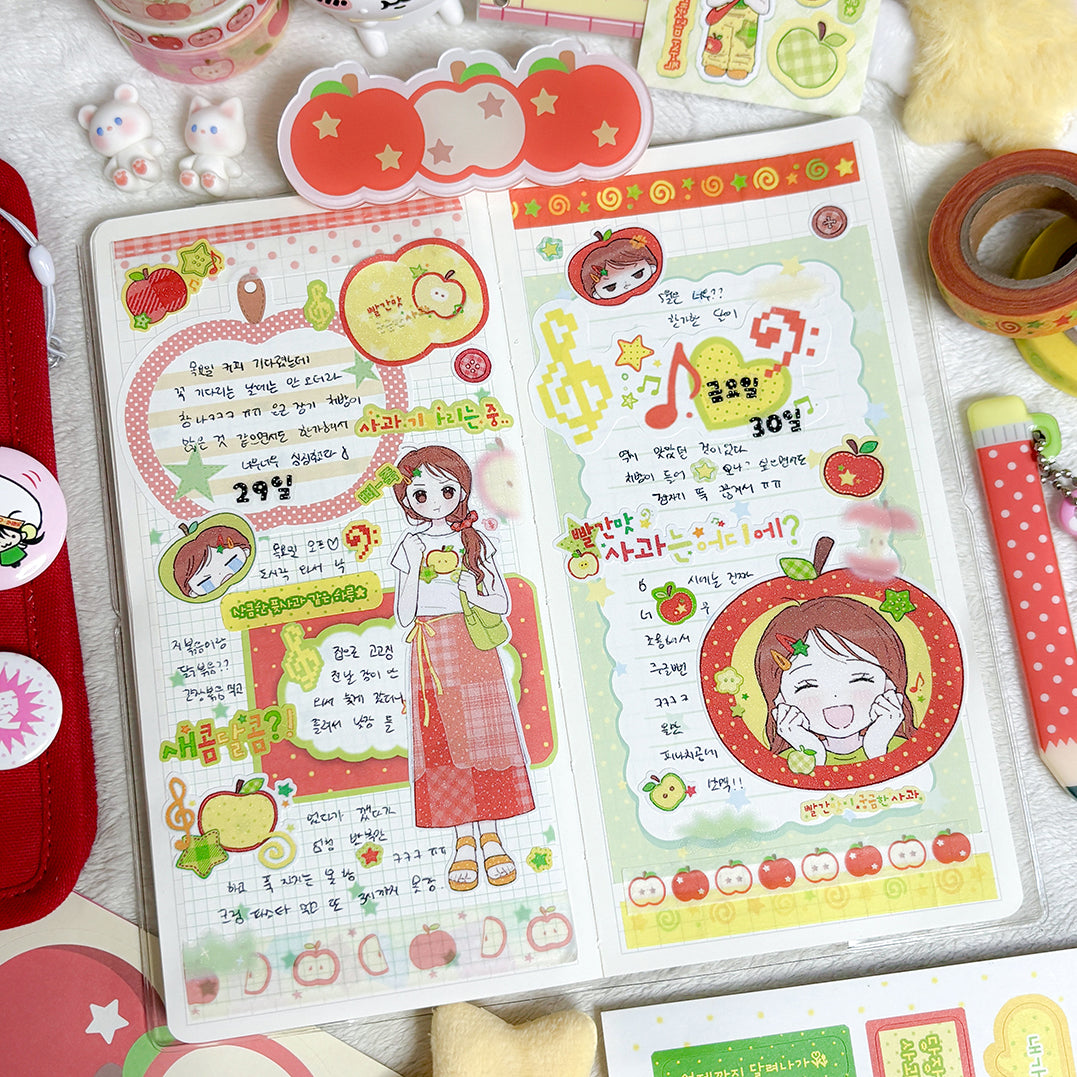 [CB18] NEW Cute Bus 'Where's the Red Flavored Apple?' Sticker Sheet