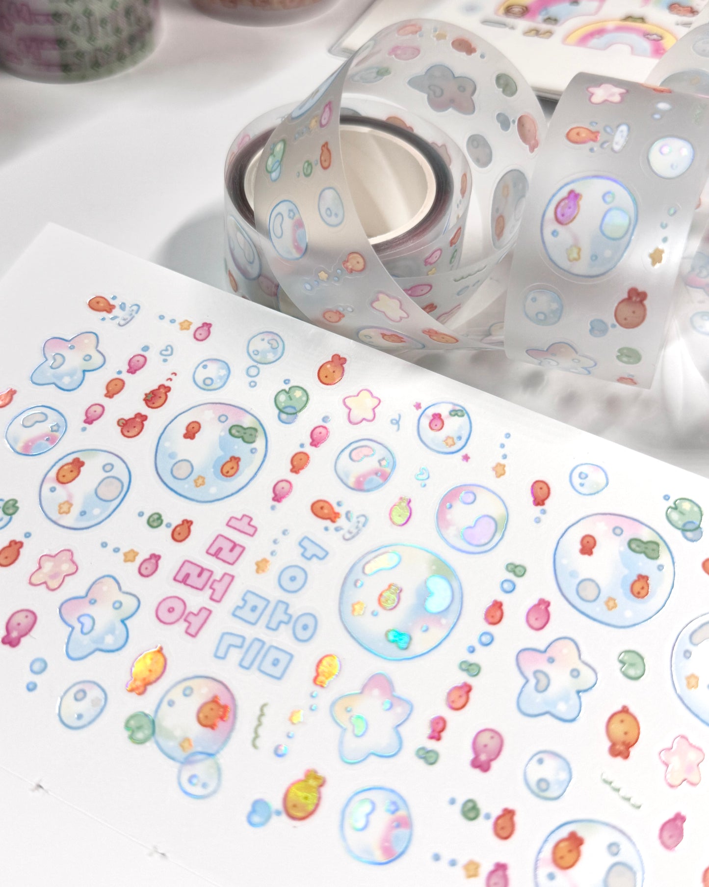 [MB10] Maybean 'Bubble Bubble Goldfish' Kisscut Masking Tape