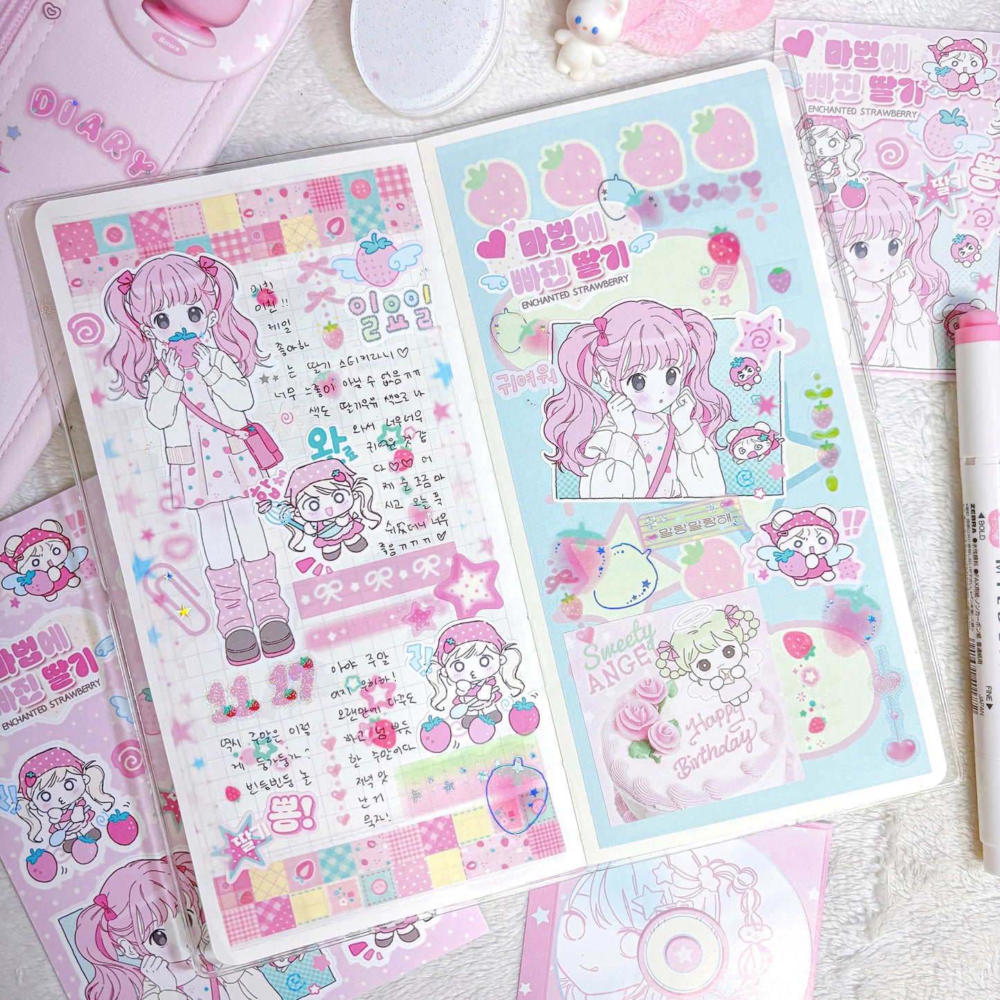 [CB19] NEW Cute Bus 'Enchanted Strawberry' Sticker Sheet