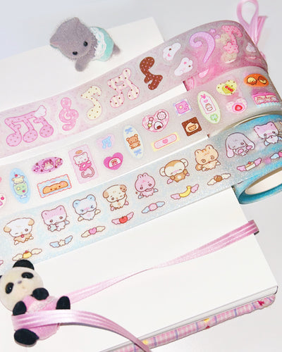 [PP07] NEW Pompomroom 'Strawberry Choco Music Note/Dotted/Fluffy Club' Kisscut Masking Tape (options)