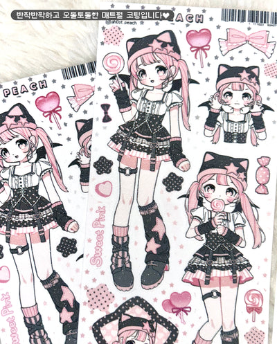 [GP30] NEW Ghost Peach 'Sweet Pink Halloween' Matte Pearl Sticker Sheet