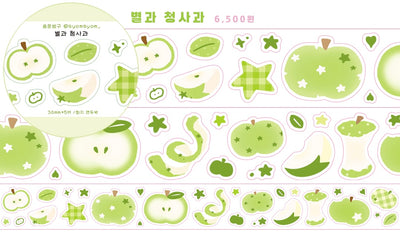 [SY64] Syom Stars & Green Apples Kisscut Masking Tape 30mm x 5m