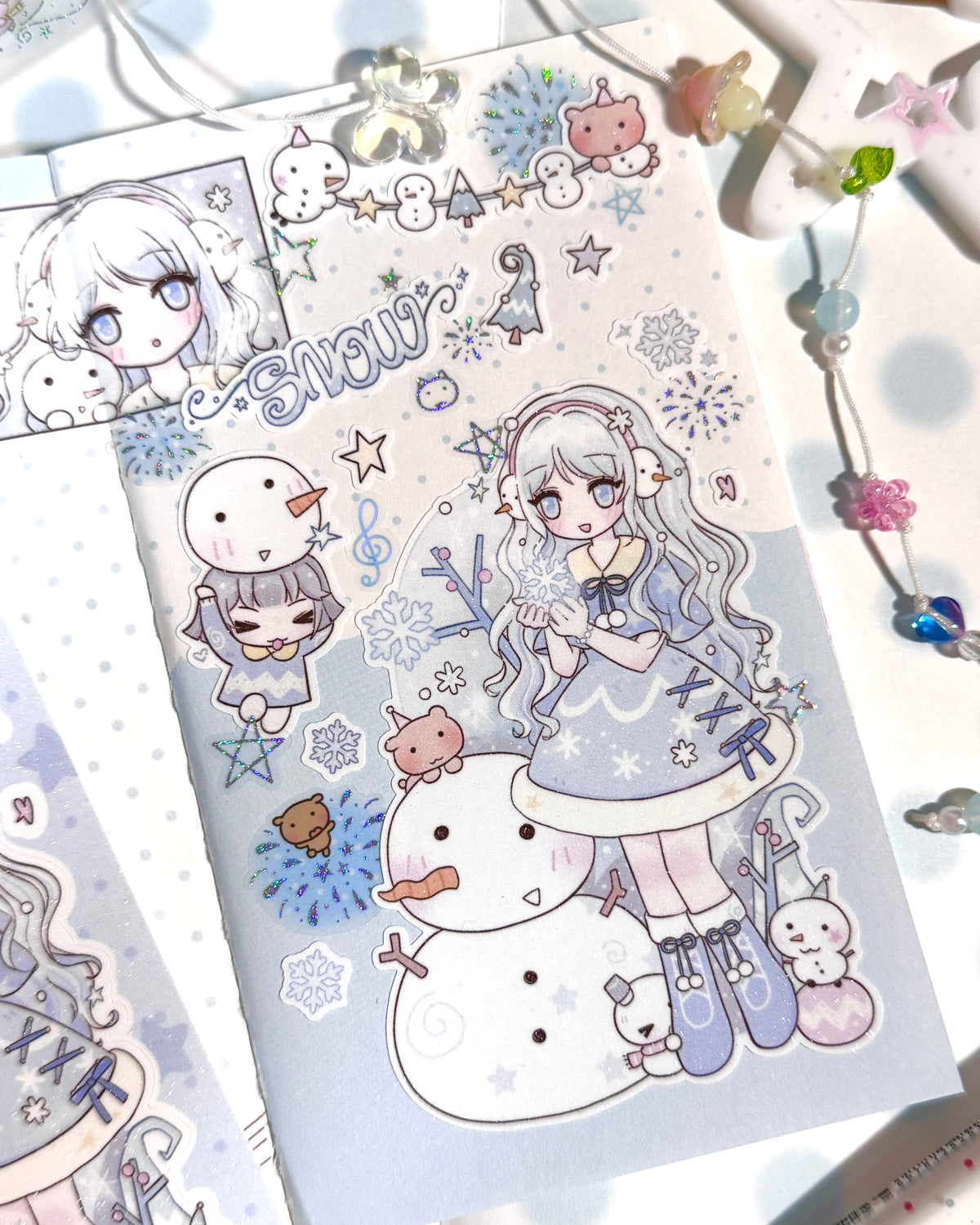 [MB51] NEW Maybean 'Hello Snowman' Sugar Glitter Sticker Sheet