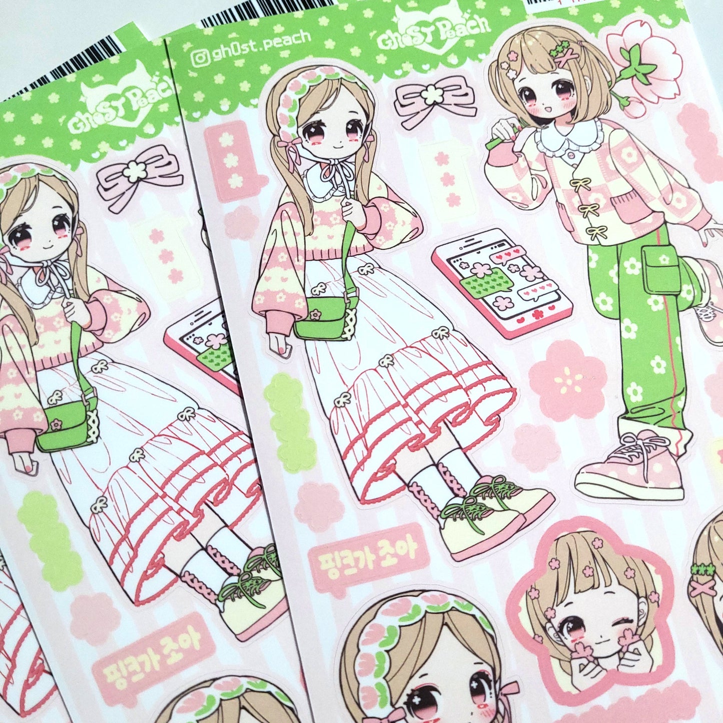 [GP01] NEW Ghost Peach 'I Love Pink' Sticker Sheet