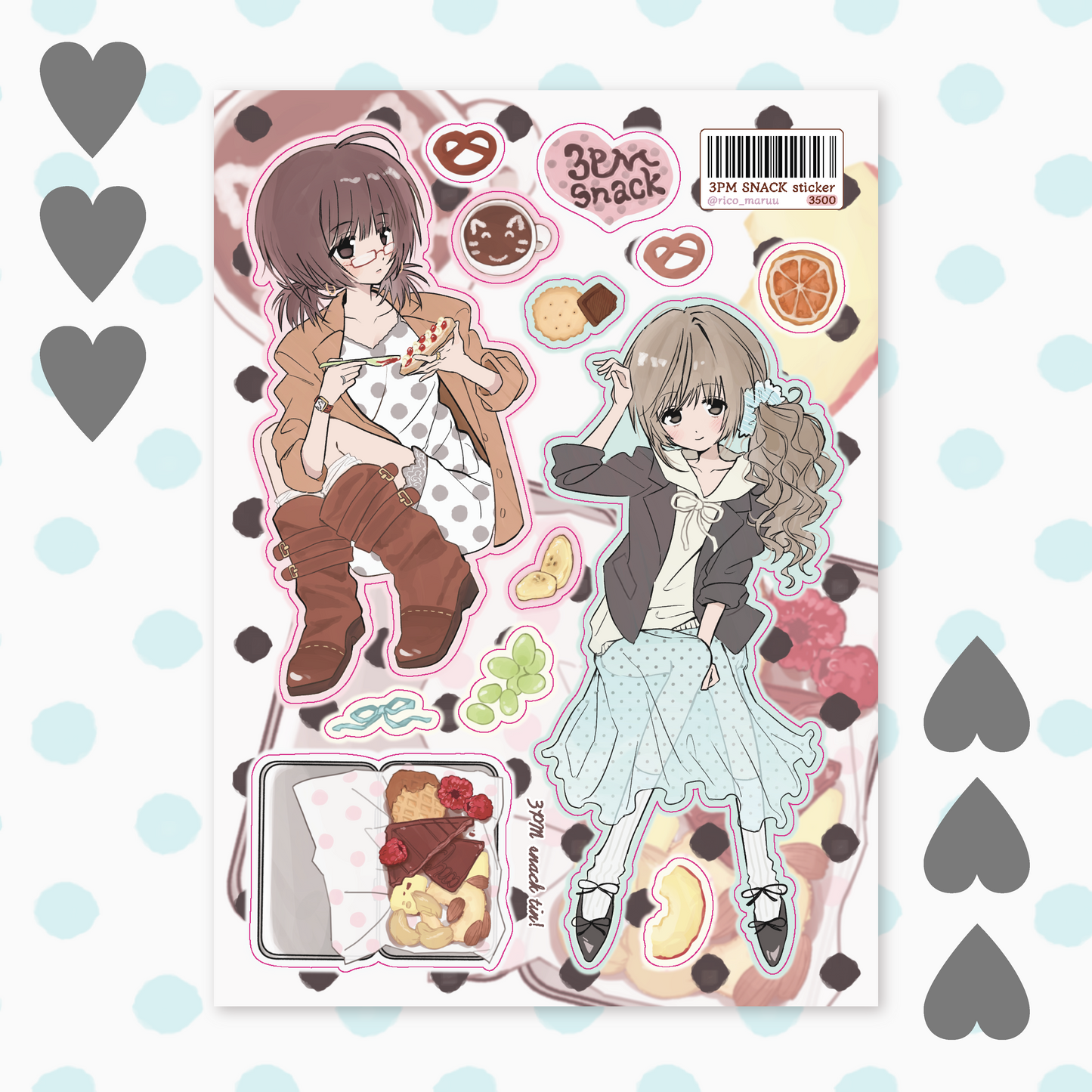 [RC03] NEW Rico Maru '3PM Snack' Sticker Sheet