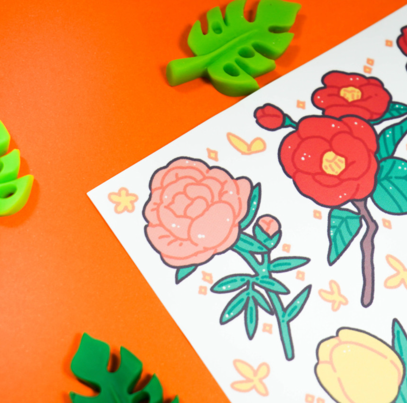 [MM21] Mong Mong Space Red Flowers Self-cut Sticker Pack
