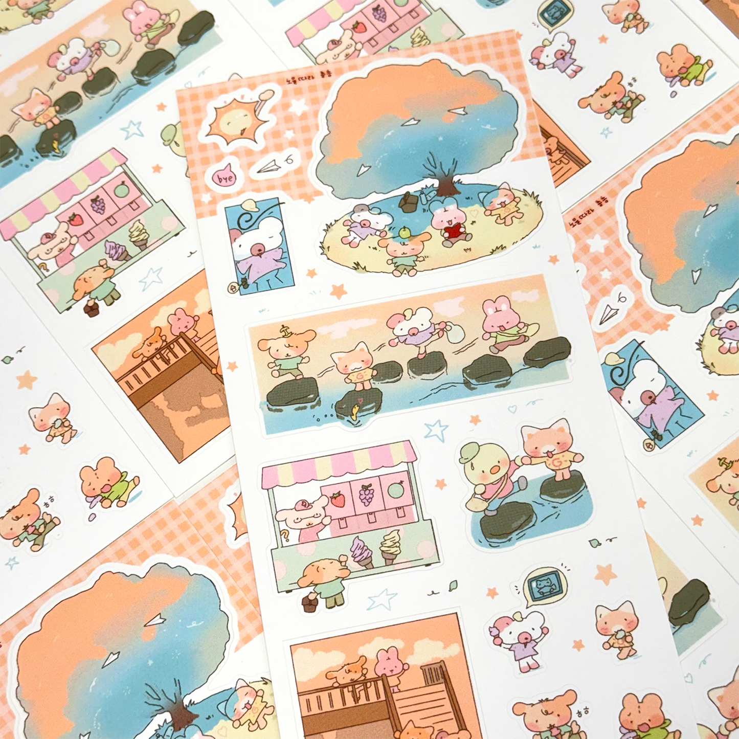 [MB34] NEW Maybean x DingulDaengul x Mangledoor x Heeyane Collaboration 'Sunshine-Filled' Sticker Pack