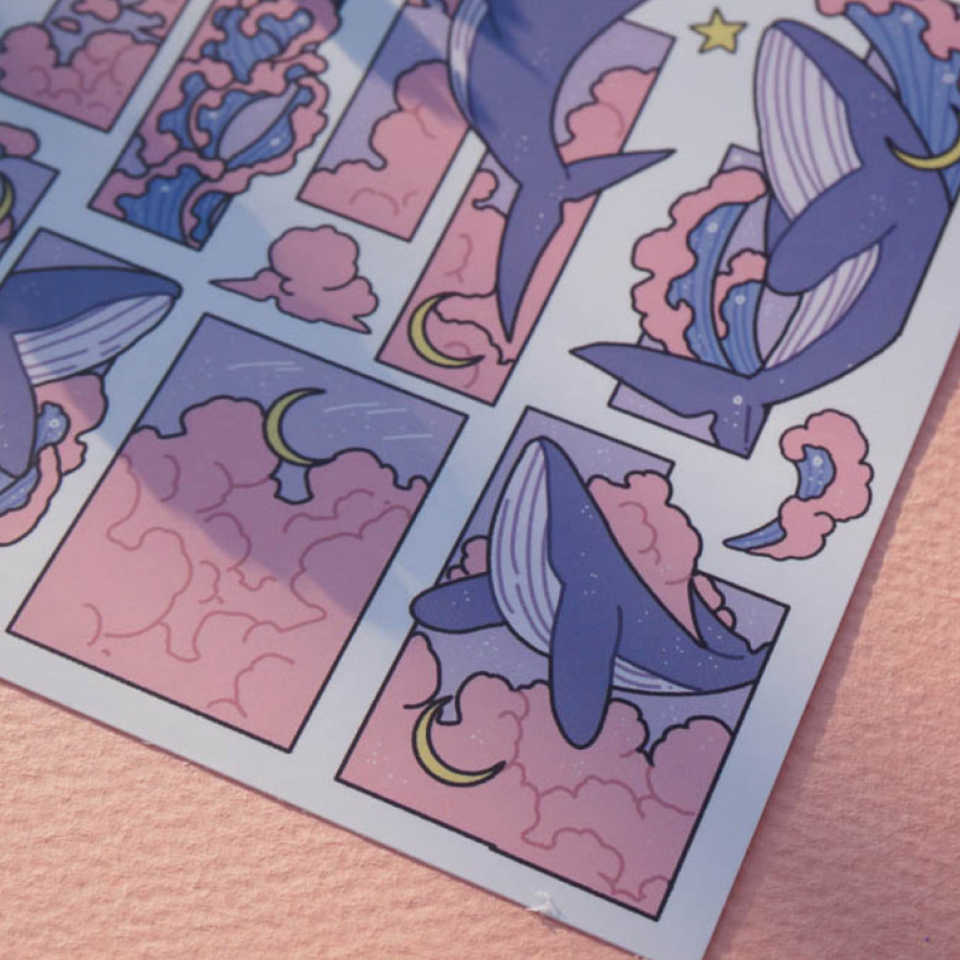 [MM24] Mong Mong Space Whale Inside the Window Self-cut Sticker Pack