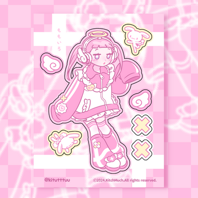 [KM12] NEW Kitch Much 'Momoiro/Mizuiro Angel' Sticker Sheet (options)