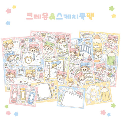 [DC179] NEW Danchoo 'Crayon & Sketchbook' Sticker Pack (Single/Pack)