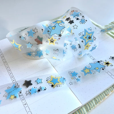 [MM93] NEW Maimoi Sparkly Summer Kiss-cut Silver Foil Masking Tape 25mm x 5m
