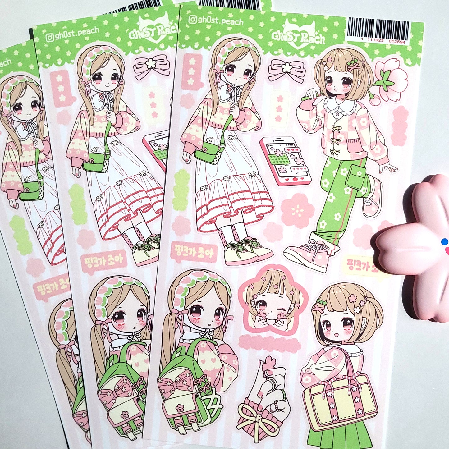 [GP01] NEW Ghost Peach 'I Love Pink' Sticker Sheet