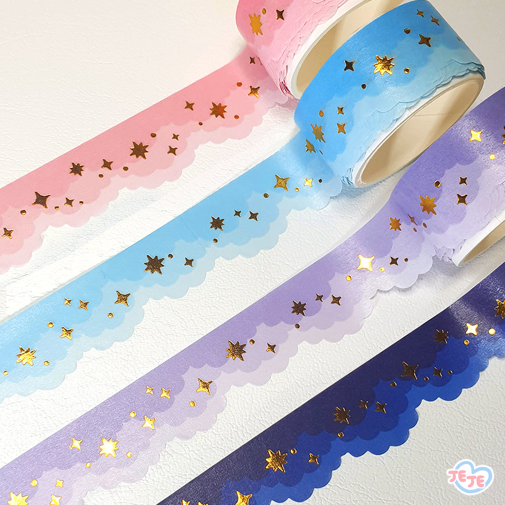 [JJ23] Jeje 'Shimmering Cloud' Gold Foil Diecut Masking Tape (options) 20mm x 5m