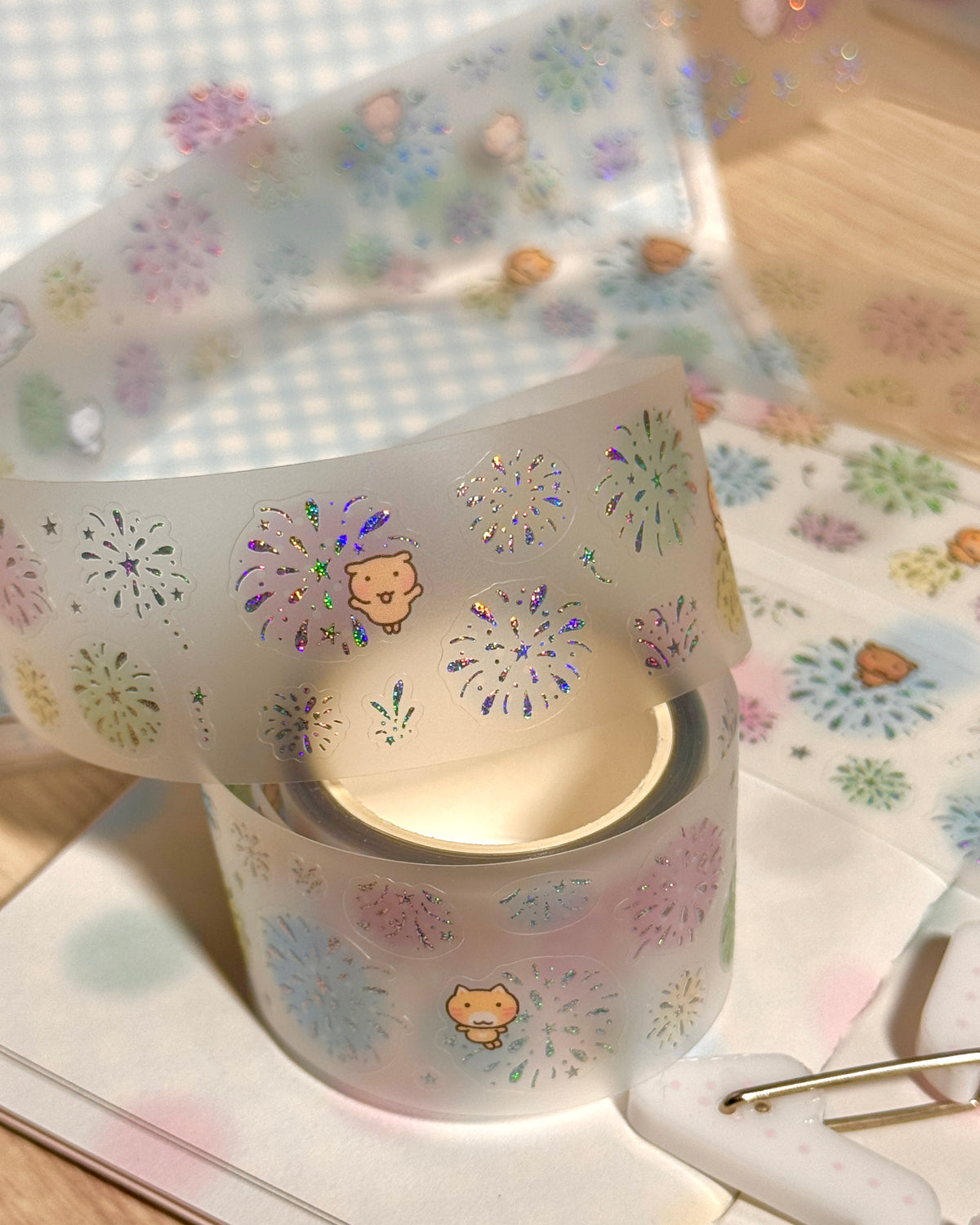 [MB53] NEW Maybean '3D Aurora Foil/Glitter Silver Foil' Kisscut Masking Tape (options)