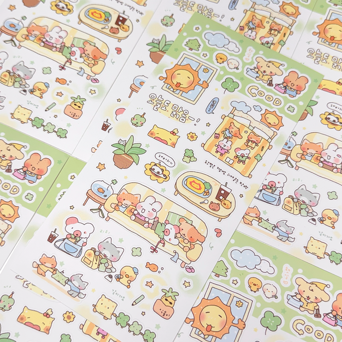 [MB34] NEW Maybean x DingulDaengul x Mangledoor x Heeyane Collaboration 'Sunshine-Filled' Sticker Pack