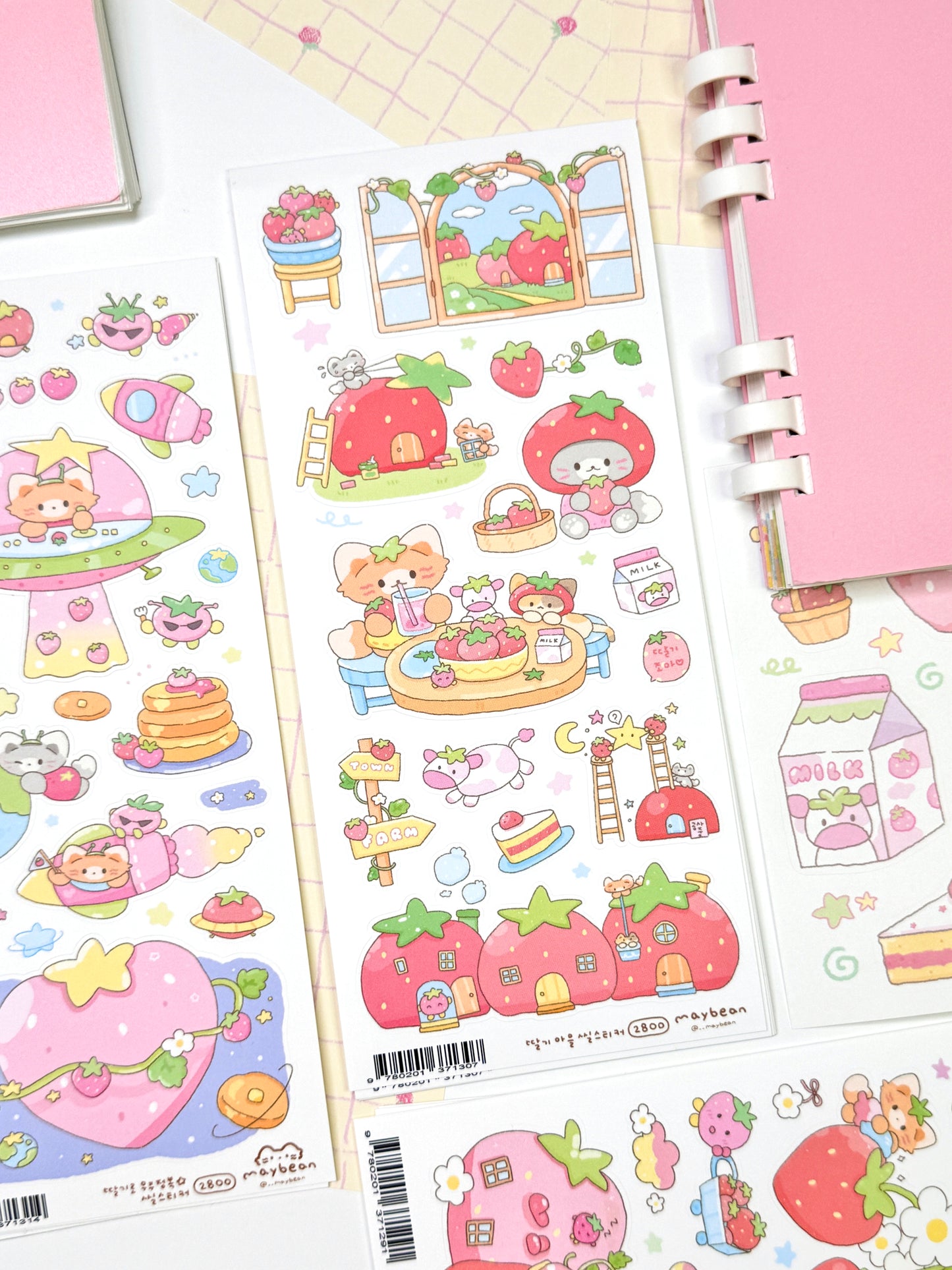 [MB02] NEW Maybean 'Sweet & Tart Strawberry' Sticker Sheet Pack (Single/Pack)