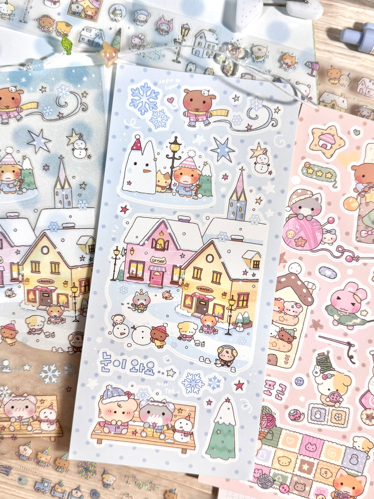 [MB49] NEW Maybean x Sopu Village Collab 'Winter Story' Sticker Pack/Kisscut Tape Set