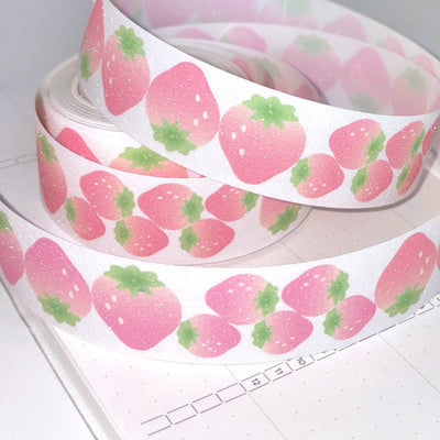 [MM98] NEW Maimoi 'Sugar Sprinkled Strawberry' Sugar Glitter Kiss-cut Masking Tape 25mm x 5m