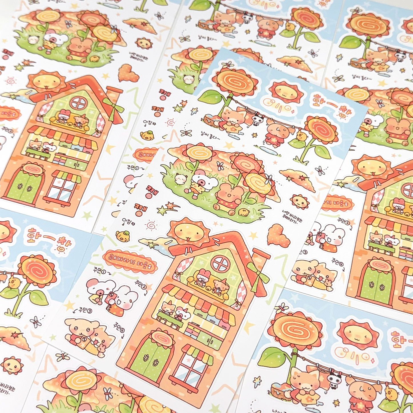 [MB34] NEW Maybean x DingulDaengul x Mangledoor x Heeyane Collaboration 'Sunshine-Filled' Sticker Pack