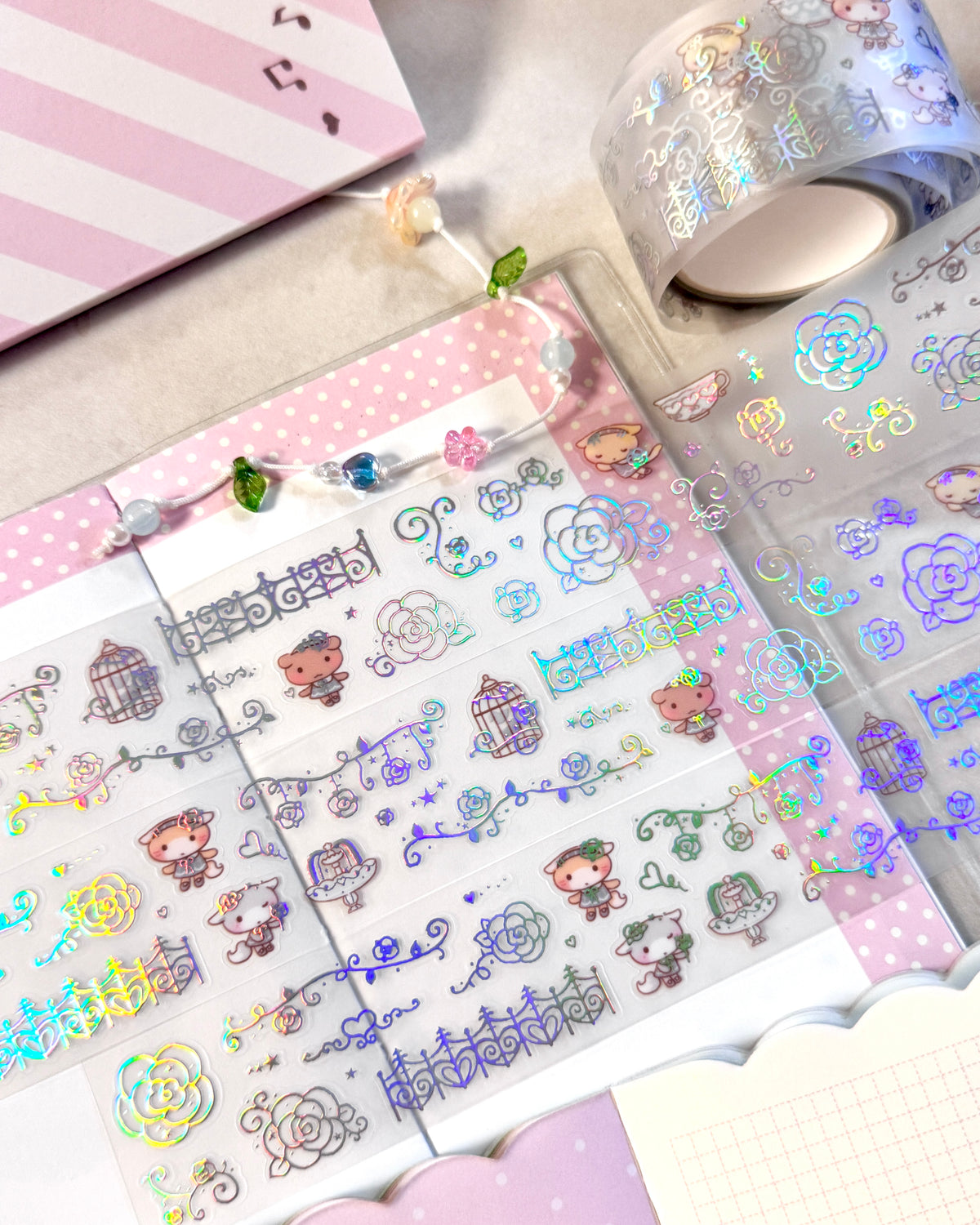 [MB44] NEW Maybean 'NEW 3D Holo Foil Kiss-Cut Masking Tape' (options)