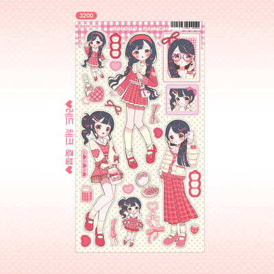 [GP33] NEW Ghost Peach 'Red Plaid Lookbook' Sticker Sheet