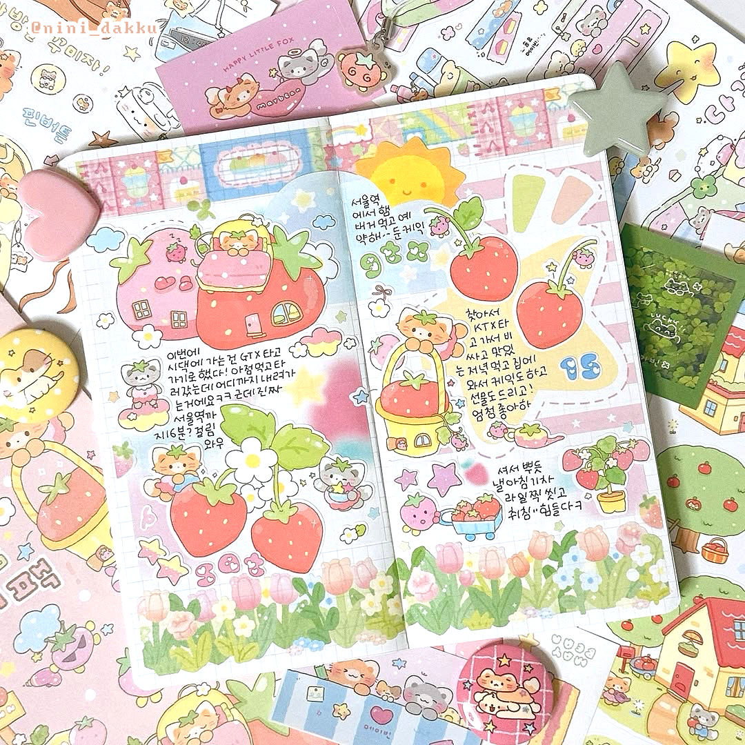[MB02] NEW Maybean 'Sweet & Tart Strawberry' Sticker Sheet Pack (Single/Pack)