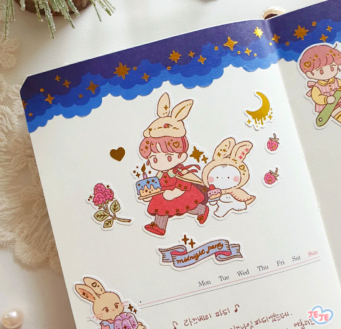 [JJ08] Jeje 'Raspberry Party' Gold Foil Sticker Sheet
