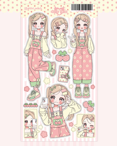[GP02] NEW Ghost Peach 'Pink Blossom Girl' Sticker Sheet