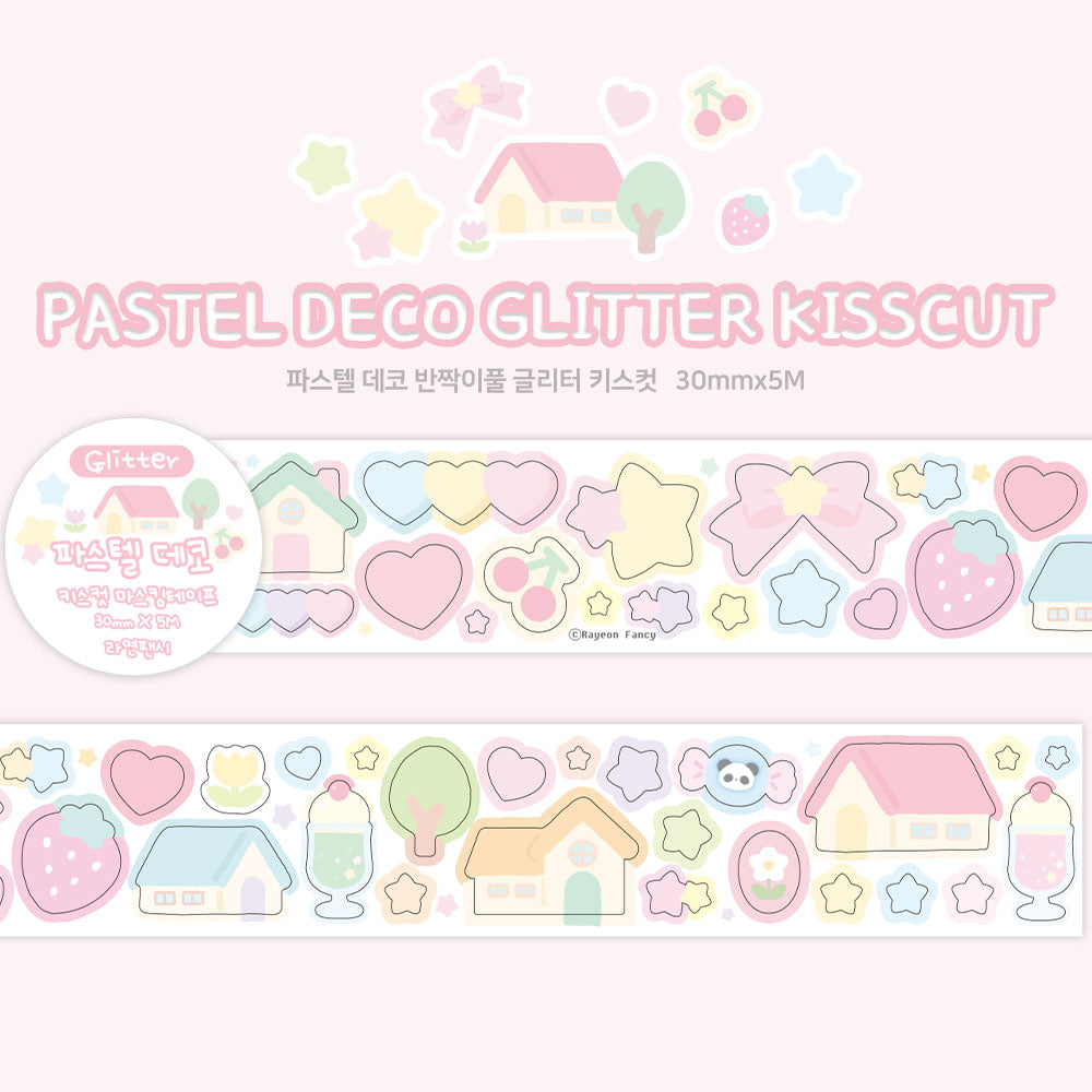 [RY37] NEW Rayeon Fancy 'Pastel Deco' Glitter Kisscut Masking Tape