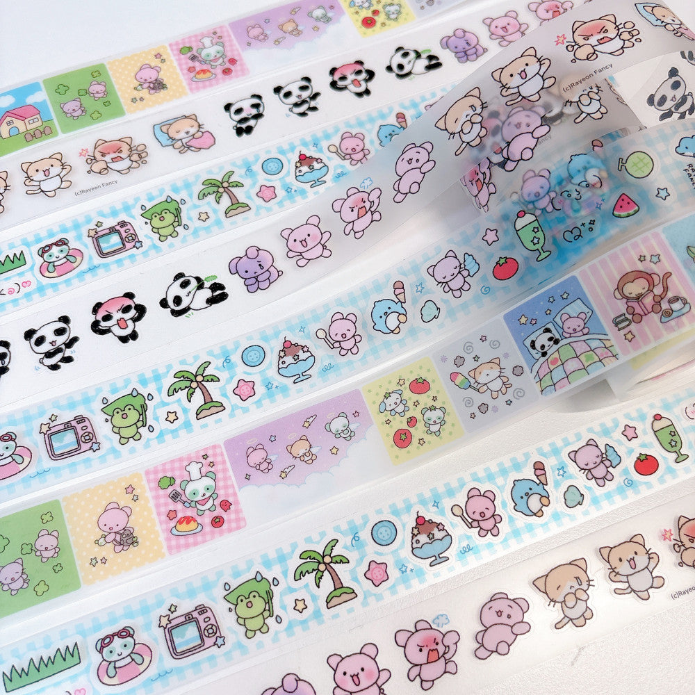 [RY32] NEW Rayeon Fancy 'Square Square Monthly' Clear Kisscut Masking Tape